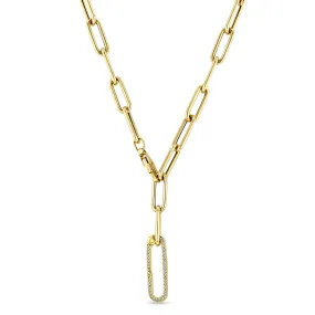 14k Gold Large Paperclip Chain Oval Enhancer Necklace