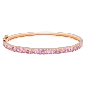 14k Pink Sapphire Three Row Bangle