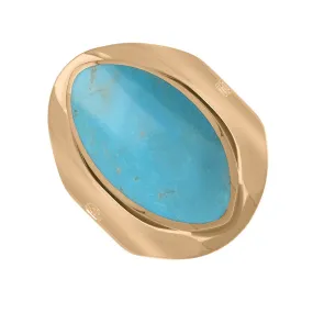 18ct Rose Gold Turquoise King's Coronation Hallmark Medium Oval Ring