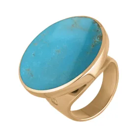 18ct Rose Gold Turquoise King's Coronation Hallmark Medium Round Ring