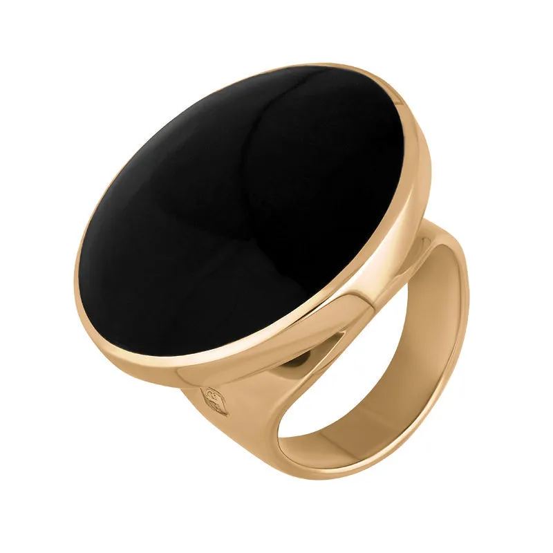 18ct Rose Gold Whitby Jet Queen's Jubilee Hallmark Medium Round Ring