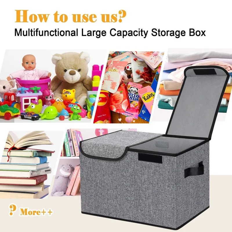 91L Large Toy Box Storage Chest Organizer with Lid and Handles