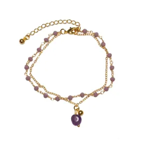 Amethyst & Glass Bead Bracelet