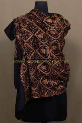 Black Colour Base With Attractive Sozni Embroidered Jaal Looks Elegant With Luxurious warmth.