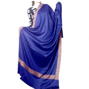 Blue Color Kashmiri Sozni Work Embroidered Shawl Enriched With Four Sided Running Pattern