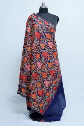 Blue Colour Base Beautiful Concept Of Chinaar All Over Jaal Looks Amazing On The Wearer.