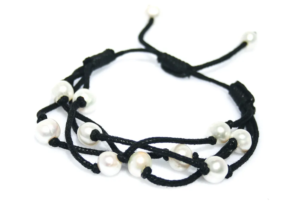 Boho Pearl Bracelet Black