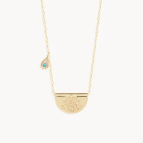 By Charlotte 14k Gold Lotus Birthstone Diamond Necklace