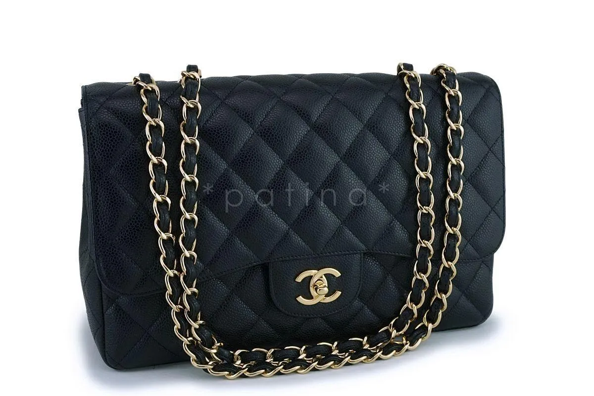 Chanel Black Caviar Classic Jumbo Flap Bag GHW