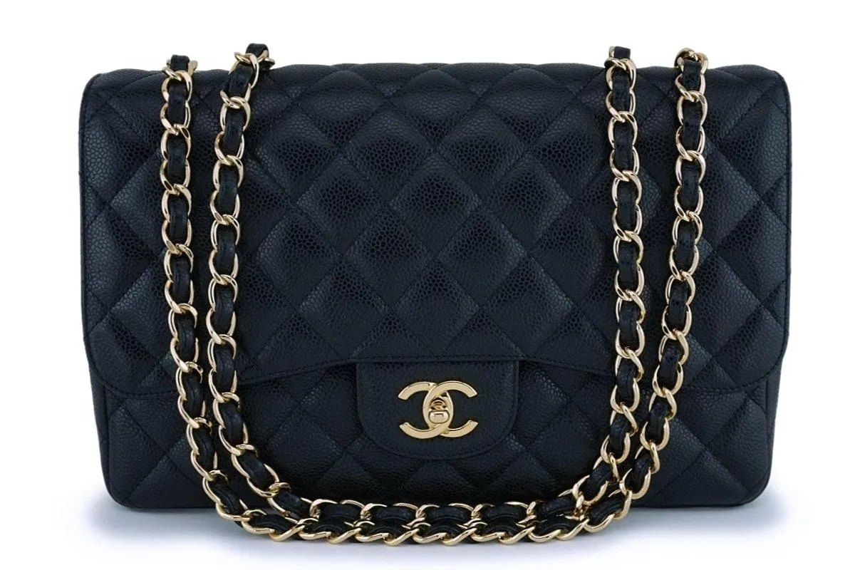 Chanel Black Caviar Classic Jumbo Flap Bag GHW