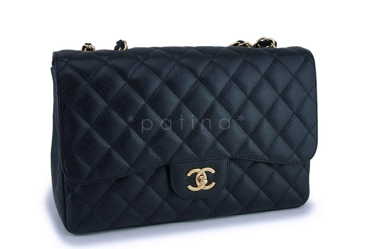 Chanel Black Caviar Classic Jumbo Flap Bag GHW