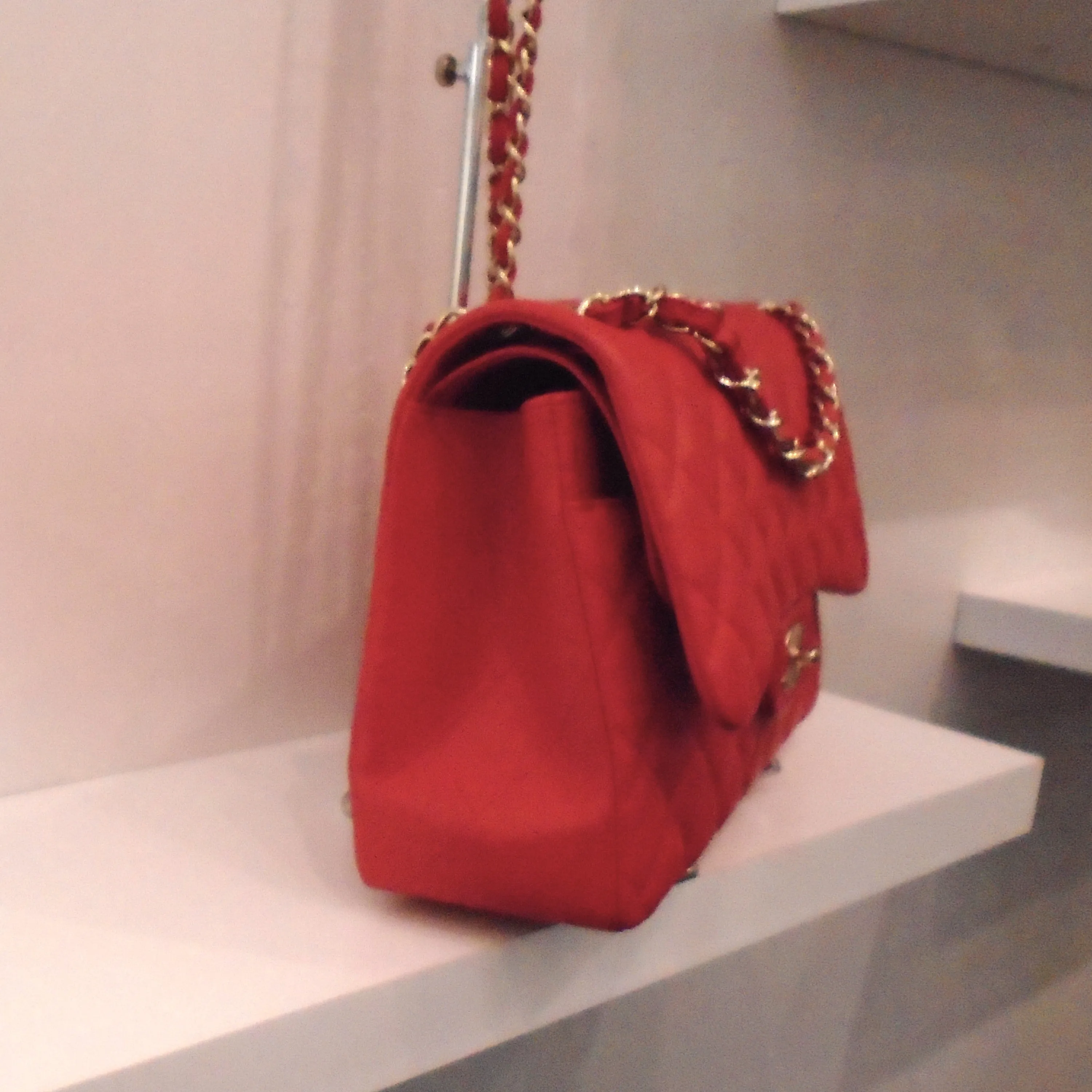 Chanel Vintage Red Jumbo Double Flap