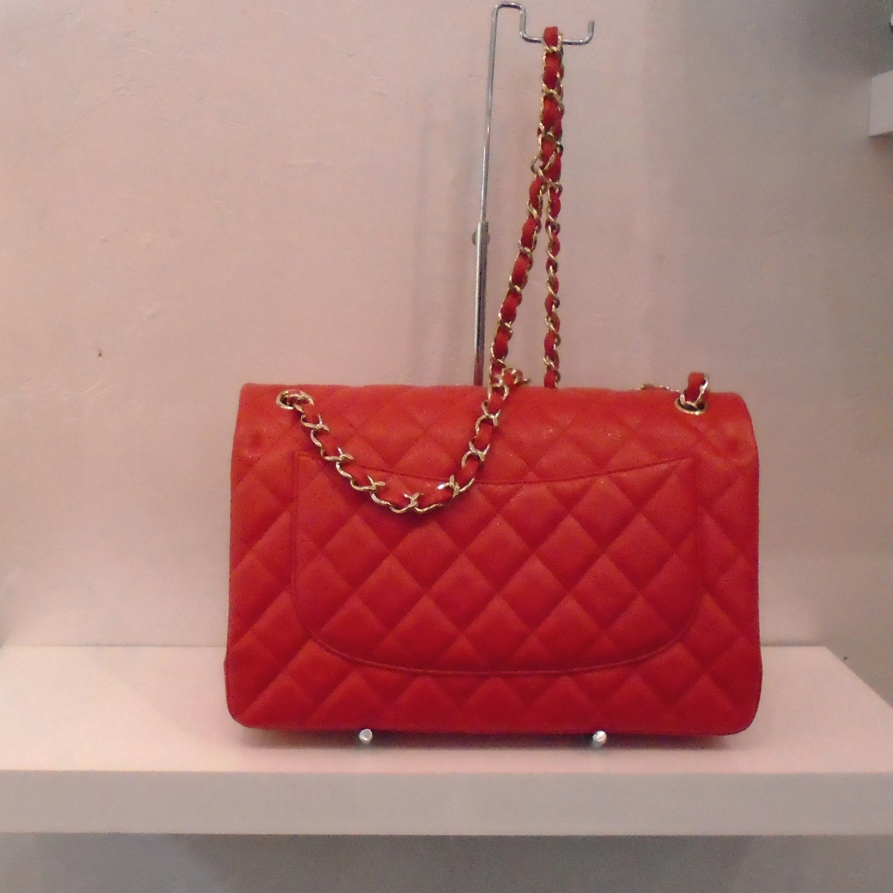 Chanel Vintage Red Jumbo Double Flap