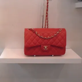 Chanel Vintage Red Jumbo Double Flap