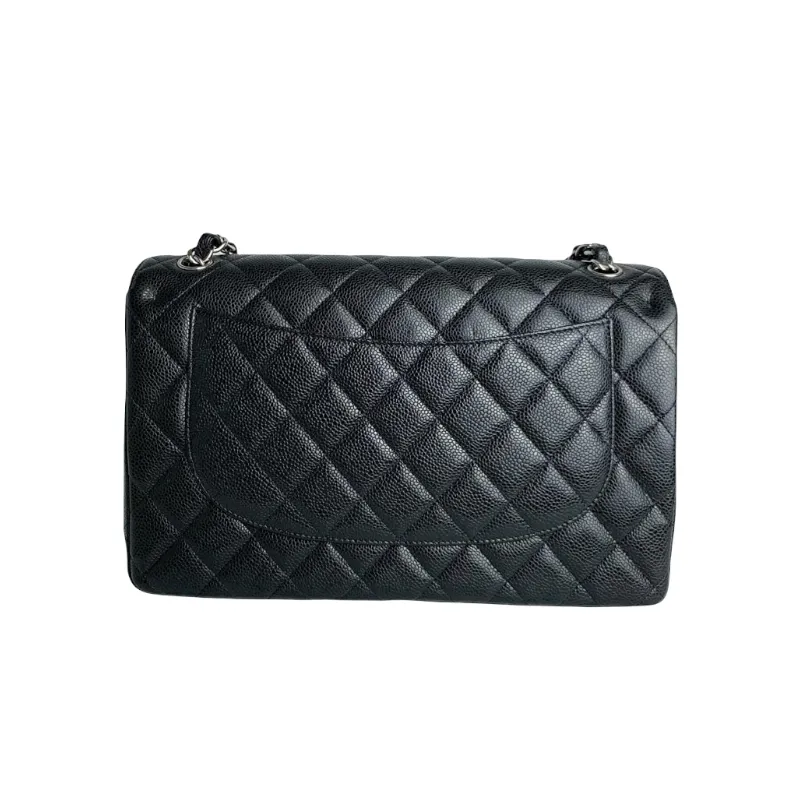 Classic Double Flap Jumbo Caviar Black SHW