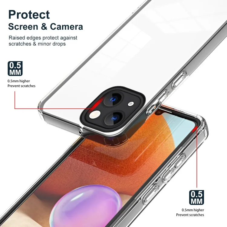 Compatible with iPhone 15, this 3 in 1 Clear TPU Color PC Frame Phone Case offers a sleek, lightweight design with a built-in card slot and bracket function for hands-free viewing. Crafted