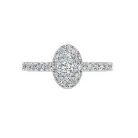 Diamond Oval Cluster Halo Engagement Ring