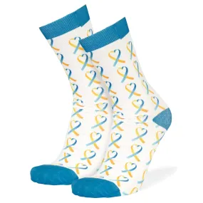 Down Syndrome Ribbon Unisex Crew Socks White