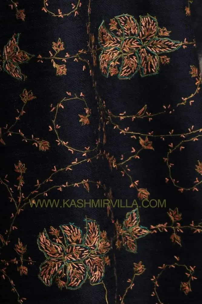 Evergreen Black Colour Sozni Work Shawl With OverAll Jaal Is Designed With Dew Concentration.