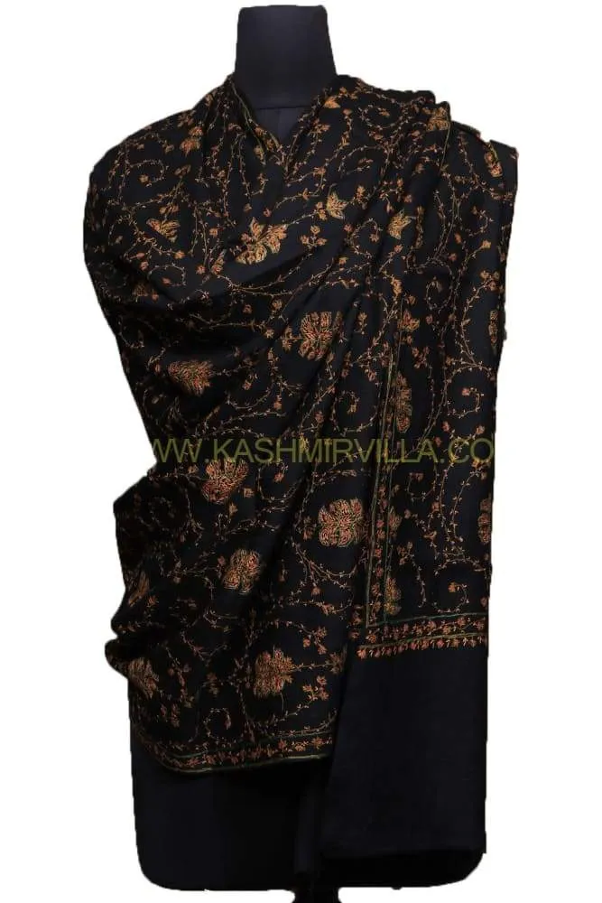 Evergreen Black Colour Sozni Work Shawl With OverAll Jaal Is Designed With Dew Concentration.