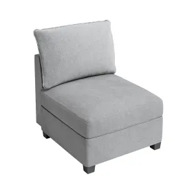 GARVEE IDELAHOUSE Middle Module Seat for Modular Sofa Sectional Couch with Storage, Customizable Sectional Sofa Couch Accent Armless Chair, Linen Fabric, Grey