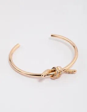 Gold Diamante Knotted Twisted Wrist Cuff