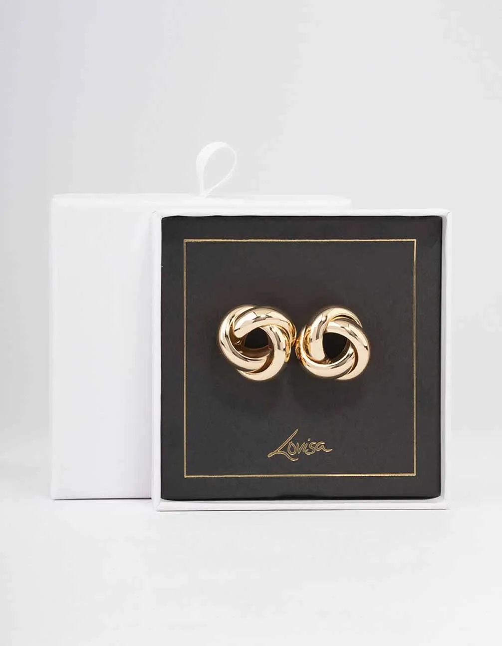 Gold Hollow Knotted Stud Earrings