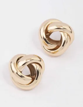 Gold Hollow Knotted Stud Earrings