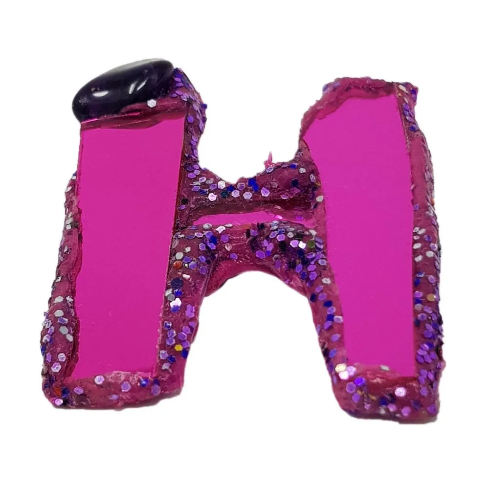 LETTER H -  PURPLE BROOCH