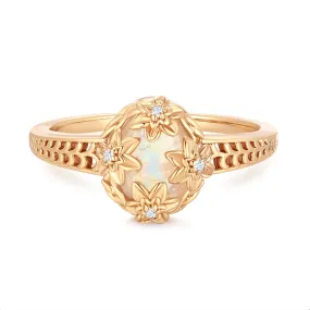 Moonstone Gold Floral Ring - Daffodil