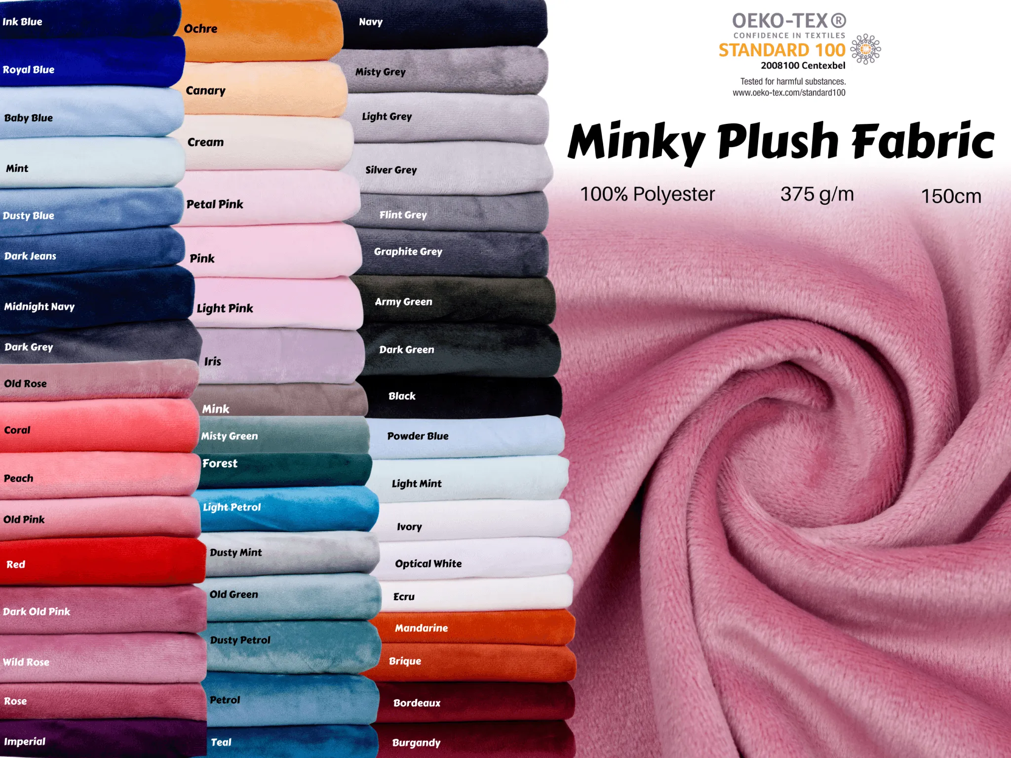 Solid Plush Smooth Minky Fabric