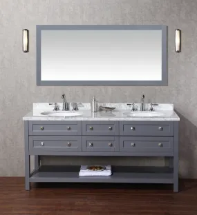 Stufurhome Marla 72 inch Double Sink Bathroom Vanity with Mirror in Grey