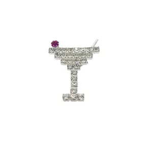 Swarovski Crystals Martini Glass Lapel Brooch