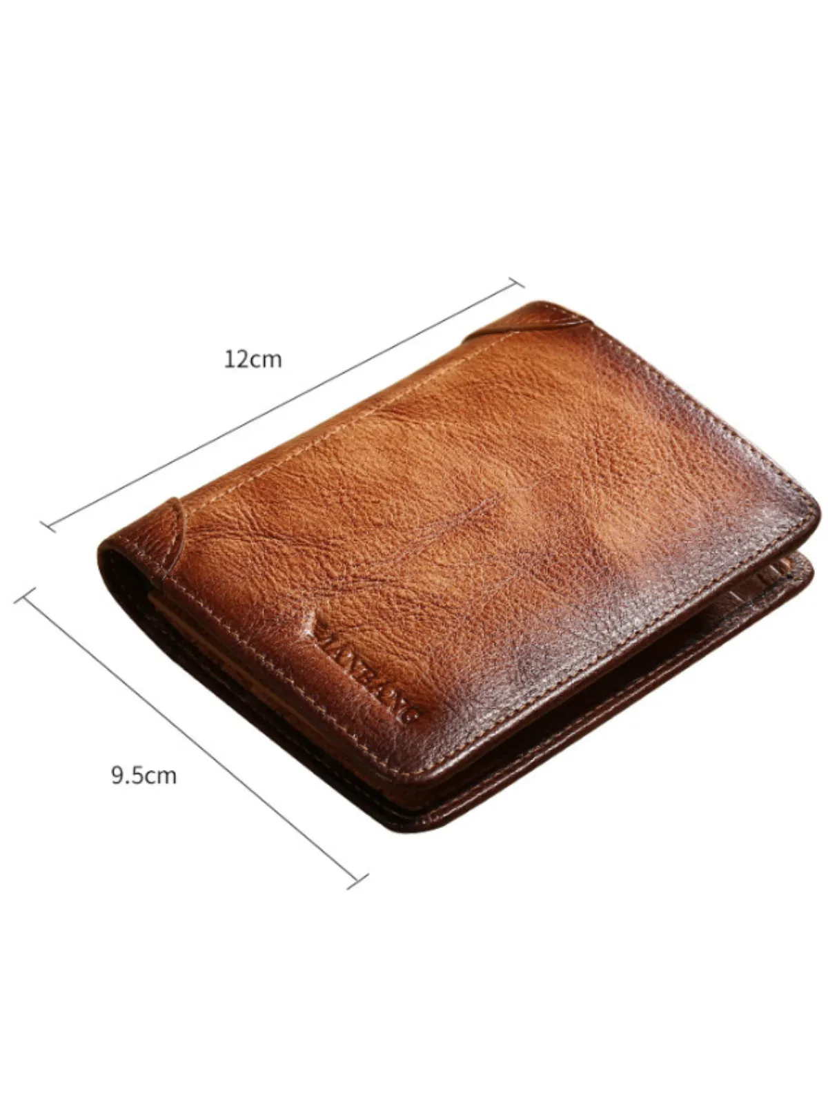 Vegetable-Tanned Leather Tri-Fold Short Wallet