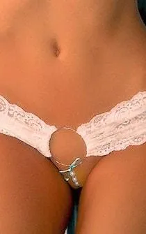 White Pleasure Beads Micro Thong