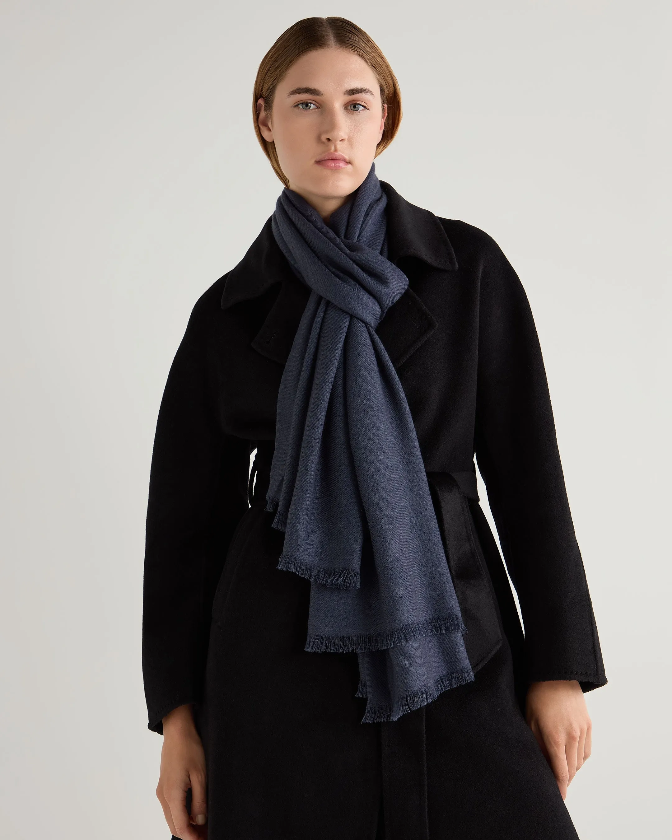 Women's Pashmina Cashmere Shawl Caviar Blue