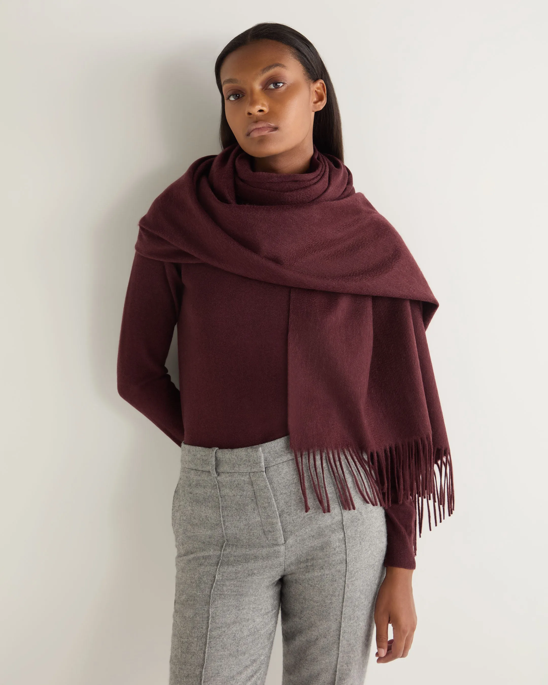 Women's Woven Cashmere Shawl Claret Red